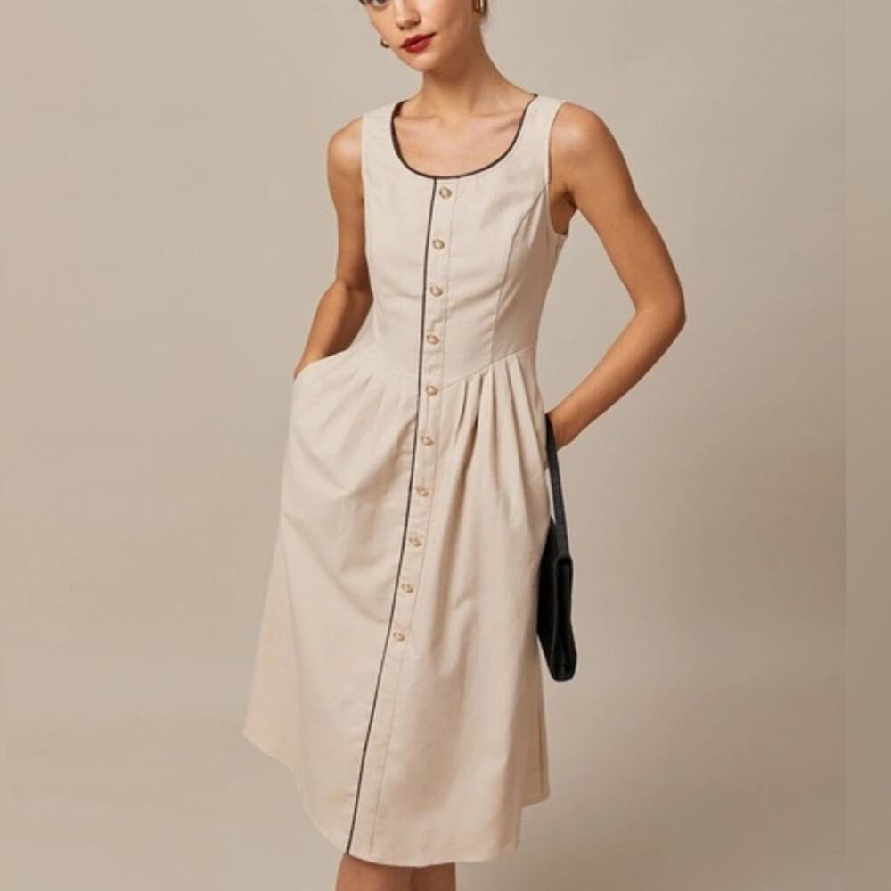 RIHOAS size Large Cotton Linen Woman's Sleeveless dress